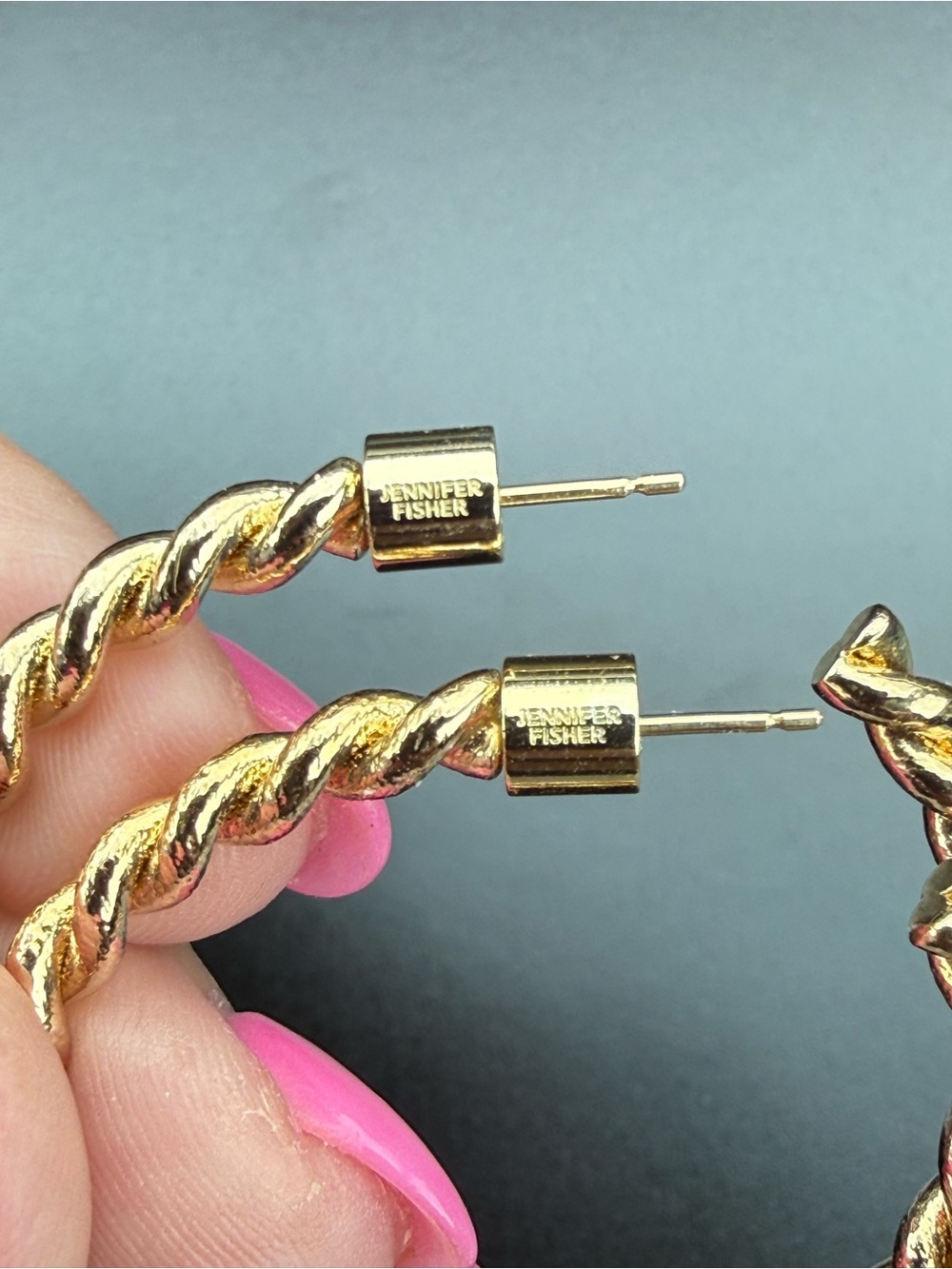 Jennifer Fisher Twisted Lilly Hoops Earrings 14K Gold Posts Plated Brass - Picture 5 of 9